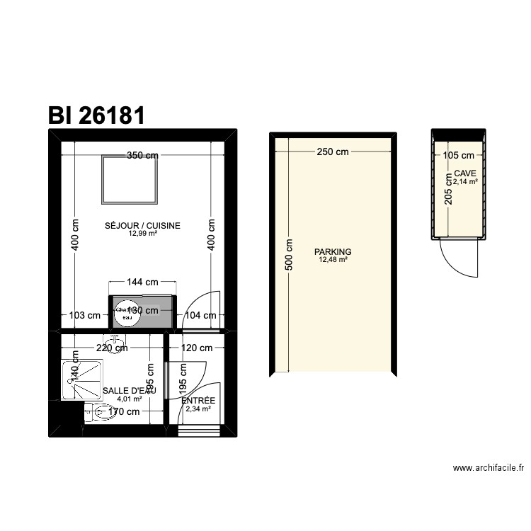 BI 26181. Plan de 7 pièces et 35 m2