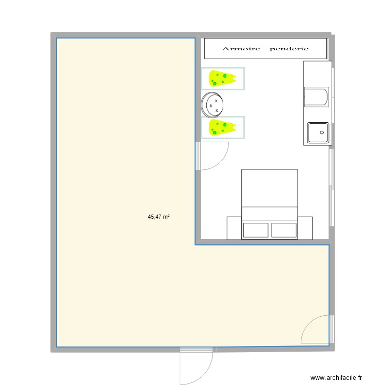 extension Audren. Plan de 1 pièce et 45 m2