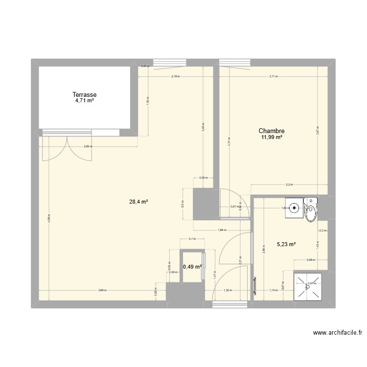 maman. Plan de 9 pièces et 52 m2