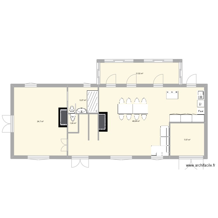 CTB. Plan de 6 pièces et 98 m2