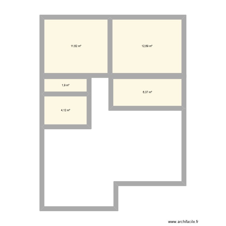 la chaume. Plan de 5 pièces et 37 m2