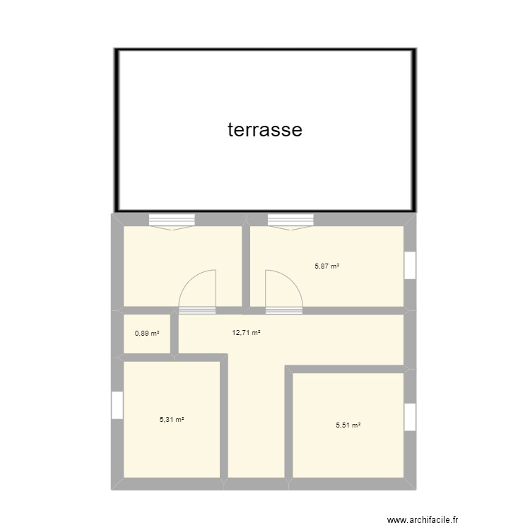 Locle 67 milieu. Plan de 5 pièces et 30 m2