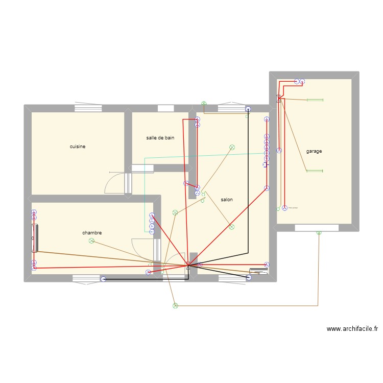 plan détaillé salon. Plan de 5 pièces et 61 m2