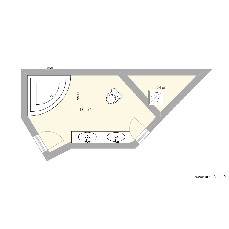 salle de bain. Plan de 2 pièces et 15 m2