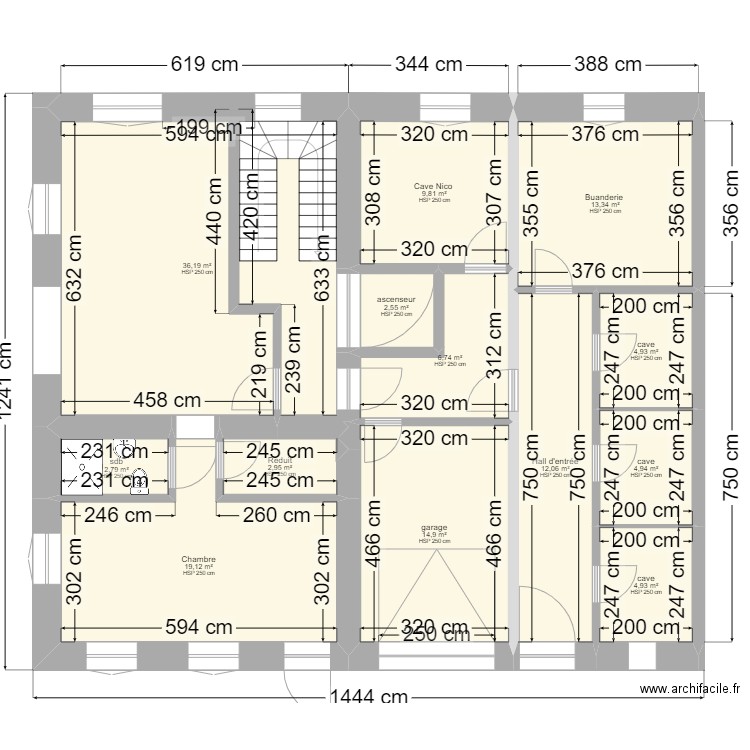 plan maison rez 2 ième variante . Plan de 13 pièces et 135 m2