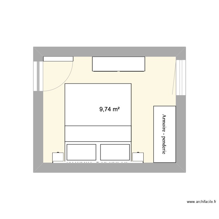 Chambre parentale (ex-Laly). Plan de 1 pièce et 10 m2