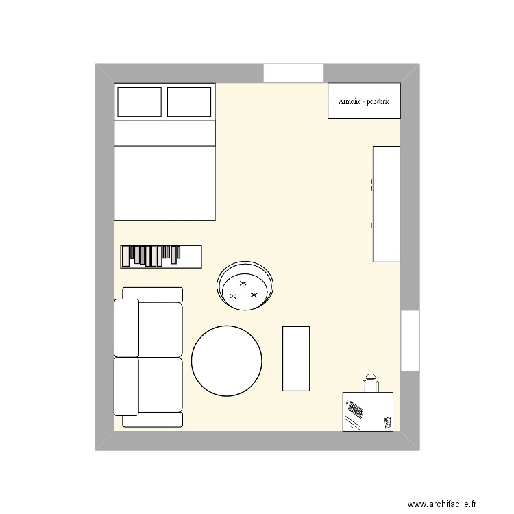 Chambre Colonel Fab2. Plan de 1 pièce et 19 m2