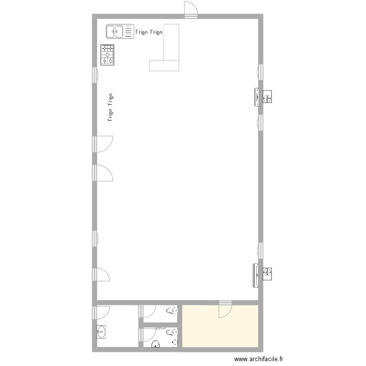 Salle du mariage . Plan de 1 pièce et 5 m2