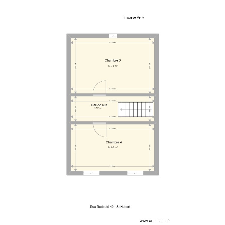 R +2 redouté. Plan de 3 pièces et 41 m2