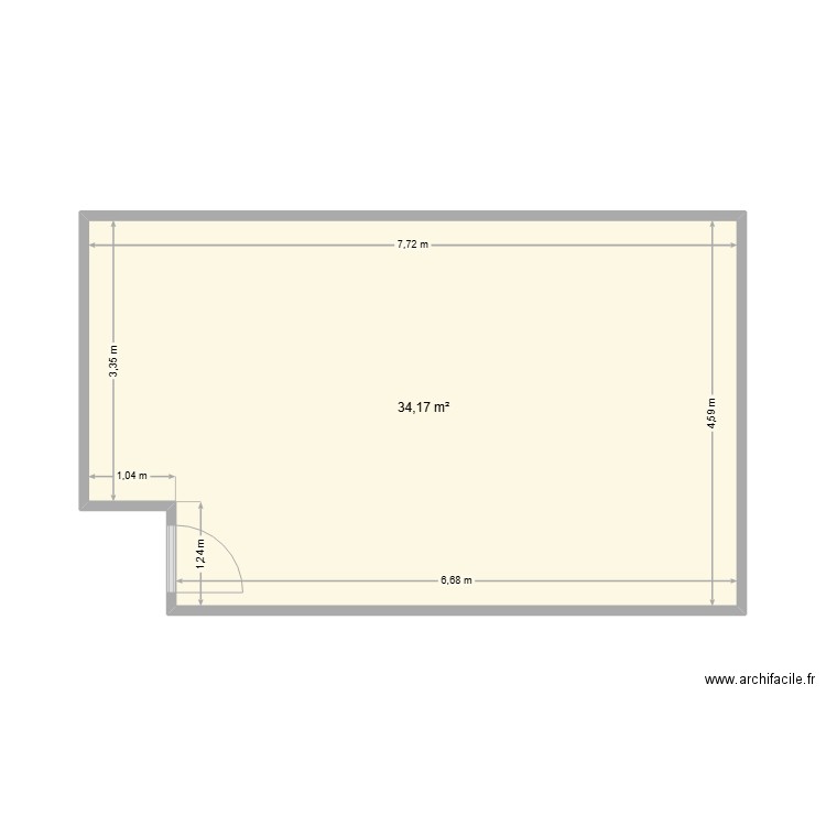 salle tuyauterie actuelle. Plan de 1 pièce et 34 m2