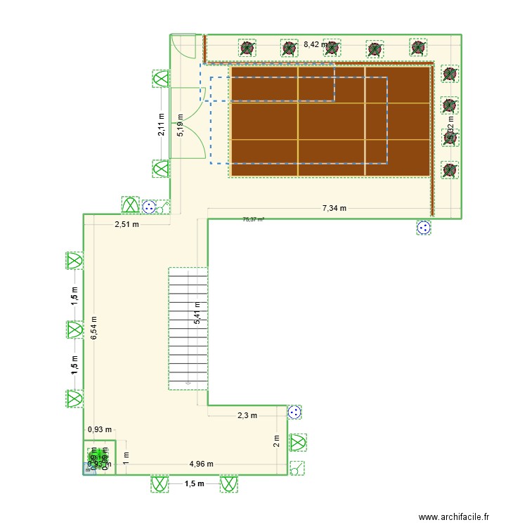 projet travaux 128 roger françois. Plan de 2 pièces et 76 m2