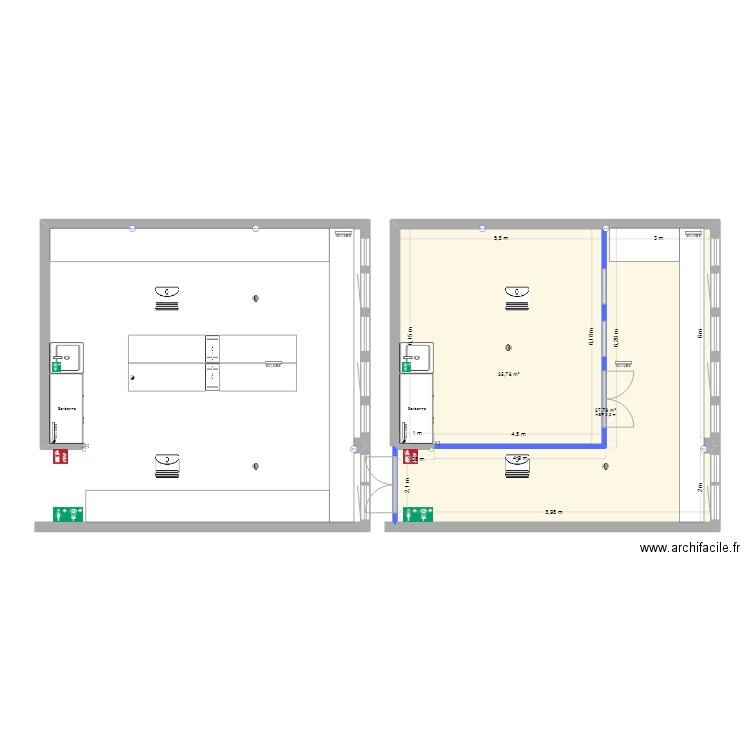 Divers. Plan de 2 pièces et 74 m2