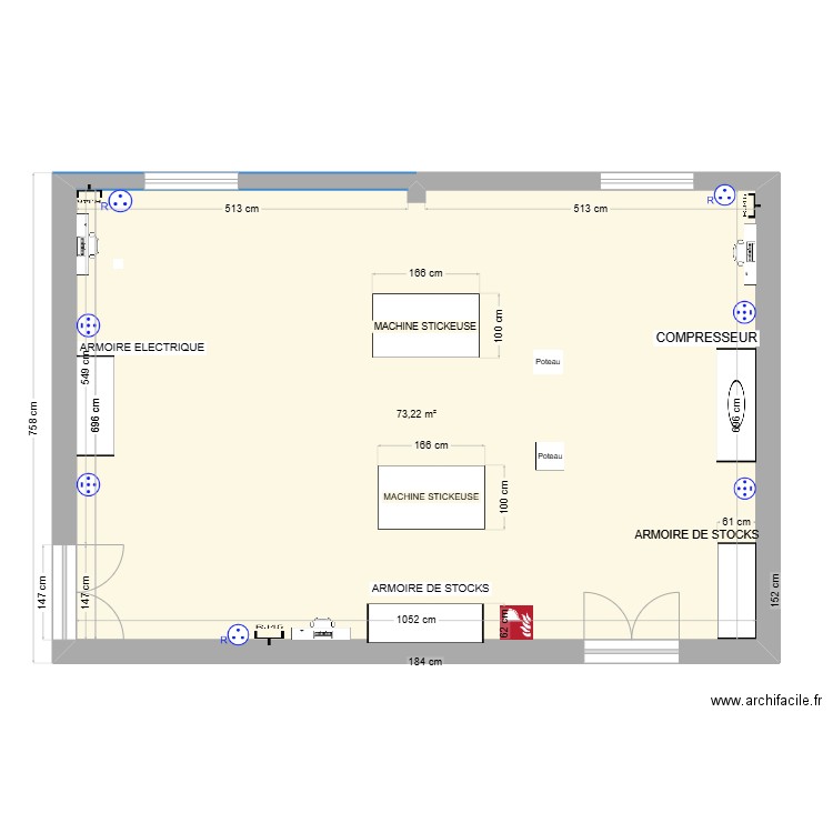 124. Plan de 1 pièce et 73 m2