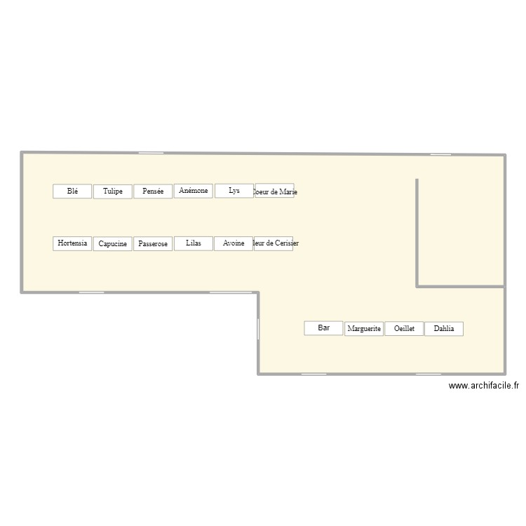 Salle de réception. Plan de 1 pièce et 189 m2