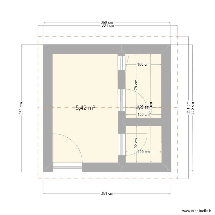 poulailler. Plan de 2 pièces et 8 m2