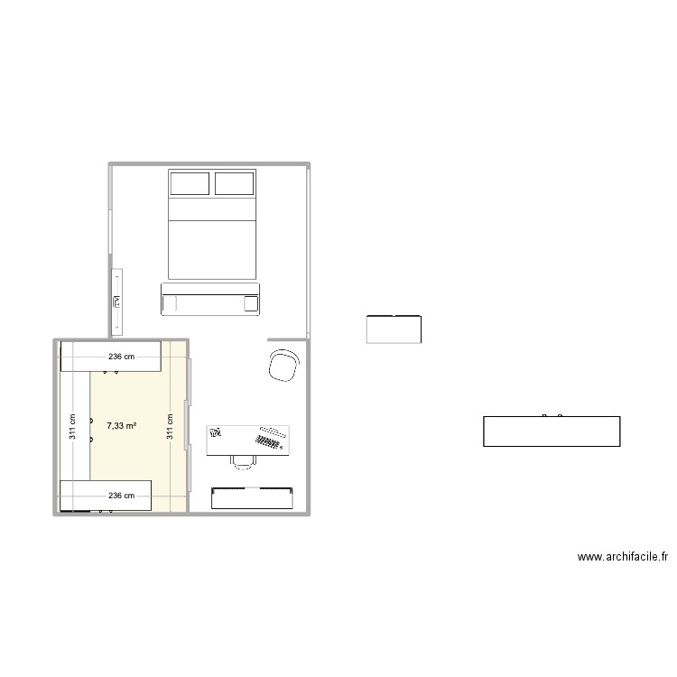 VDA CHAMBRE MASTER 2. Plan de 1 pièce et 7 m2