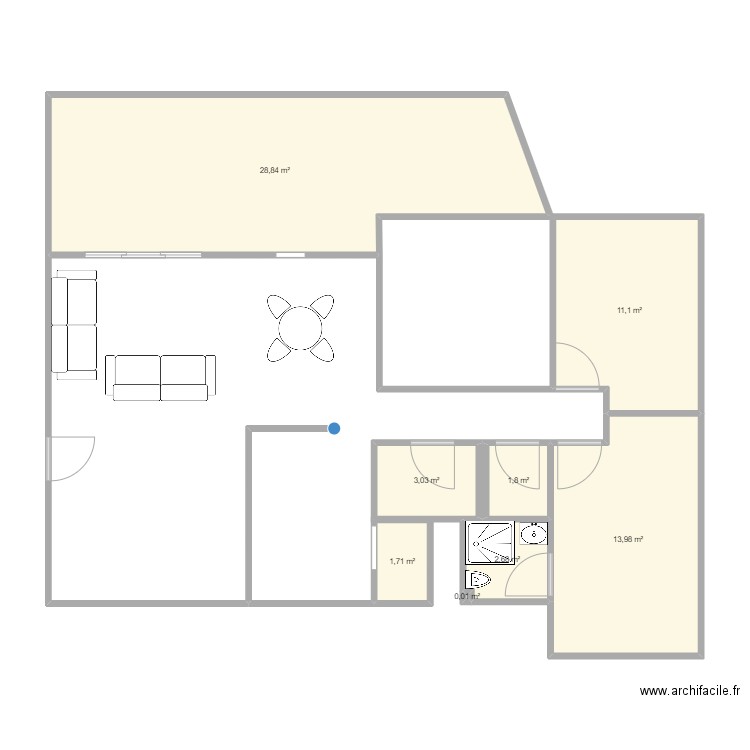 plan appart sdb. Plan de 8 pièces et 63 m2