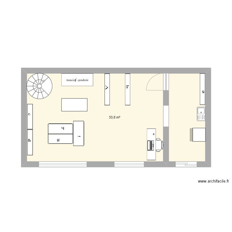 magasin adoc. Plan de 1 pièce et 34 m2