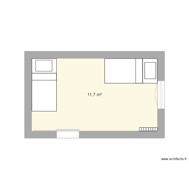 chambre enfant. Plan de 1 pièce et 12 m2