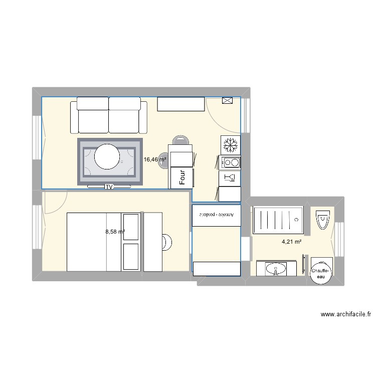 Abbé greg modif 6. Plan de 3 pièces et 29 m2