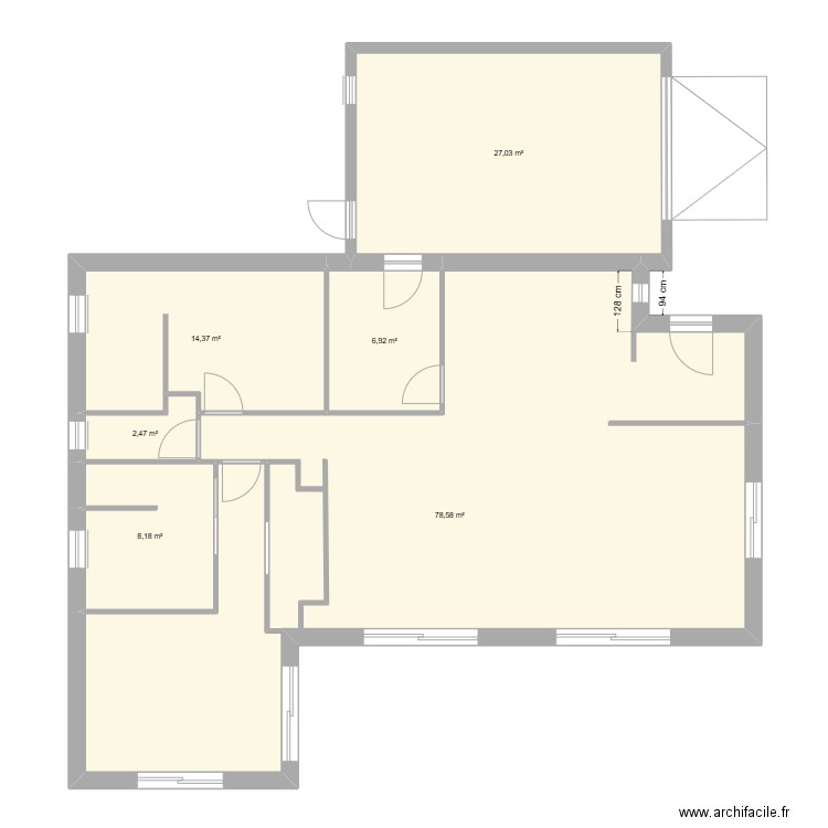 Projet 2. Plan de 7 pièces et 165 m2