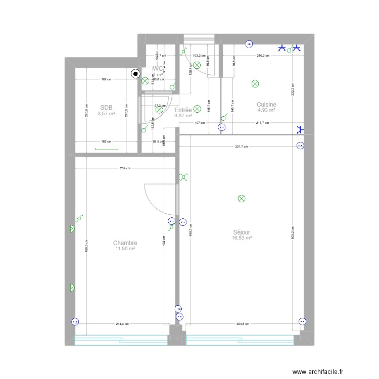 Napoléon IV. Plan de 11 pièces et 42 m2