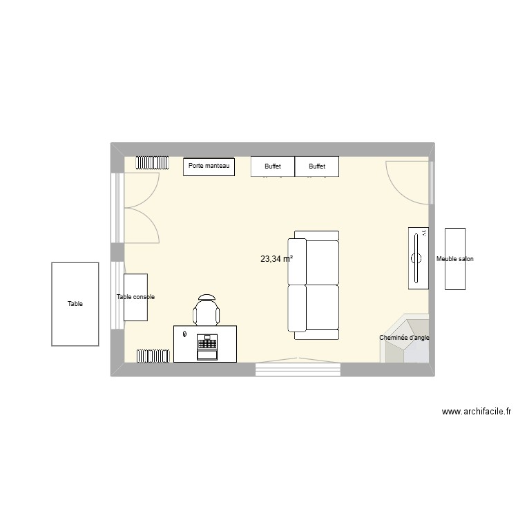 MAISON. Plan de 1 pièce et 23 m2