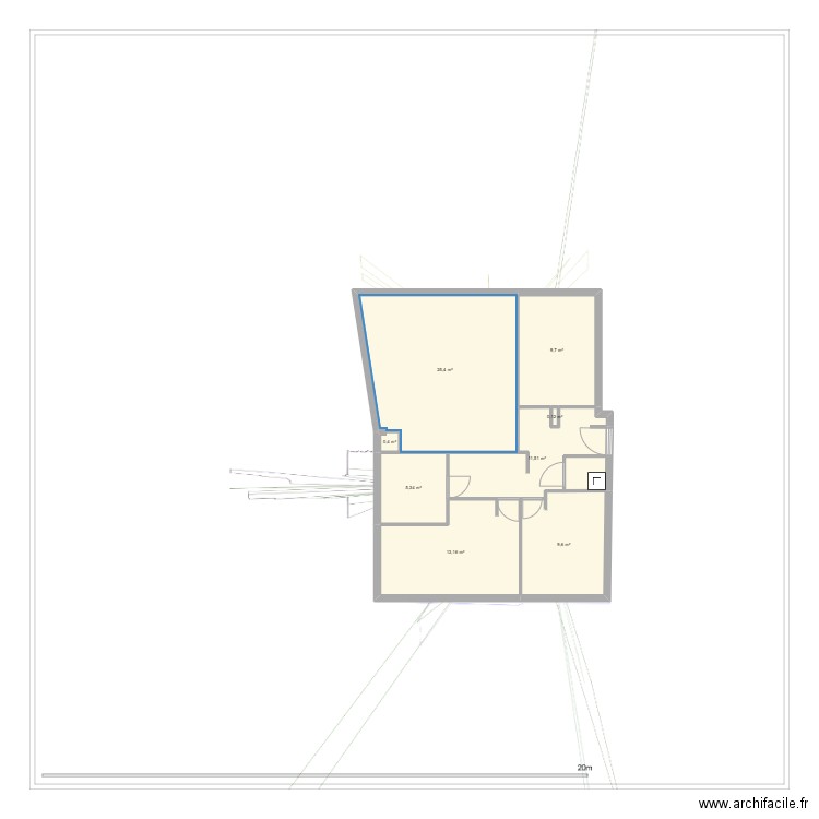 RIAD. Plan de 8 pièces et 75 m2