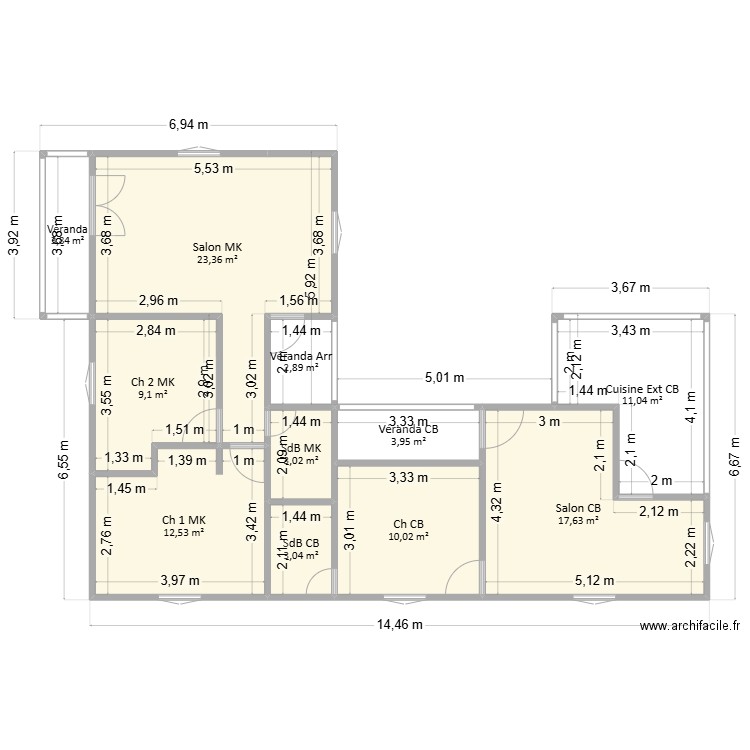 Maison village dame de fer 2. Plan de 11 pièces et 100 m2