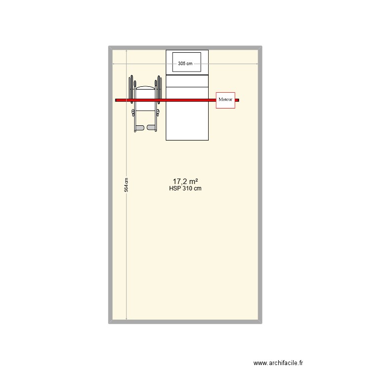 BOUCHER 24 . Plan de 1 pièce et 17 m2