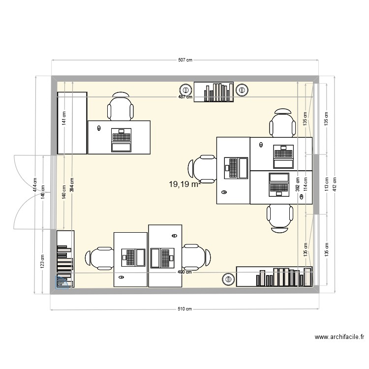 Bureaux LPP. Plan de 1 pièce et 19 m2