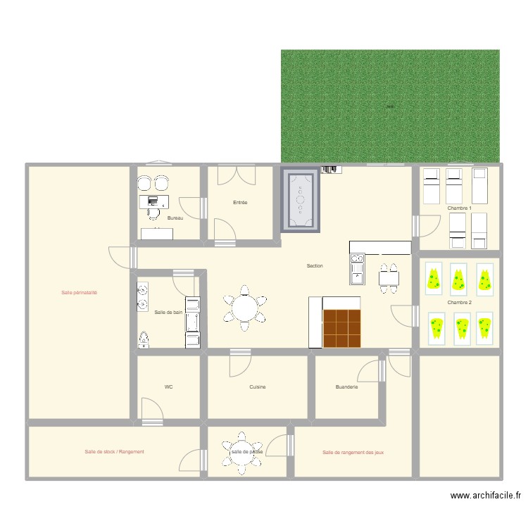 micro-crèche Orange. Plan de 14 pièces et 185 m2