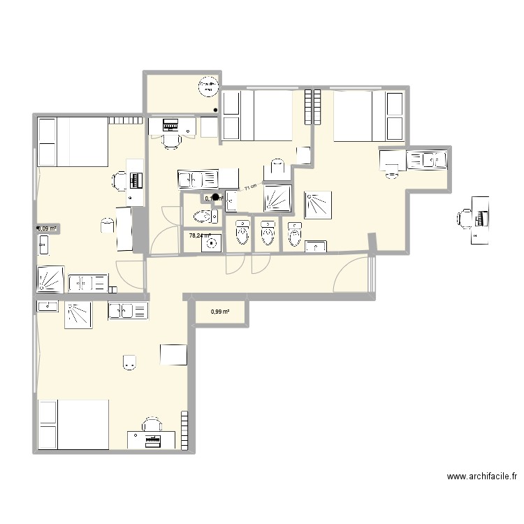 RICHELIEU2 V7. Plan de 4 pièces et 81 m2