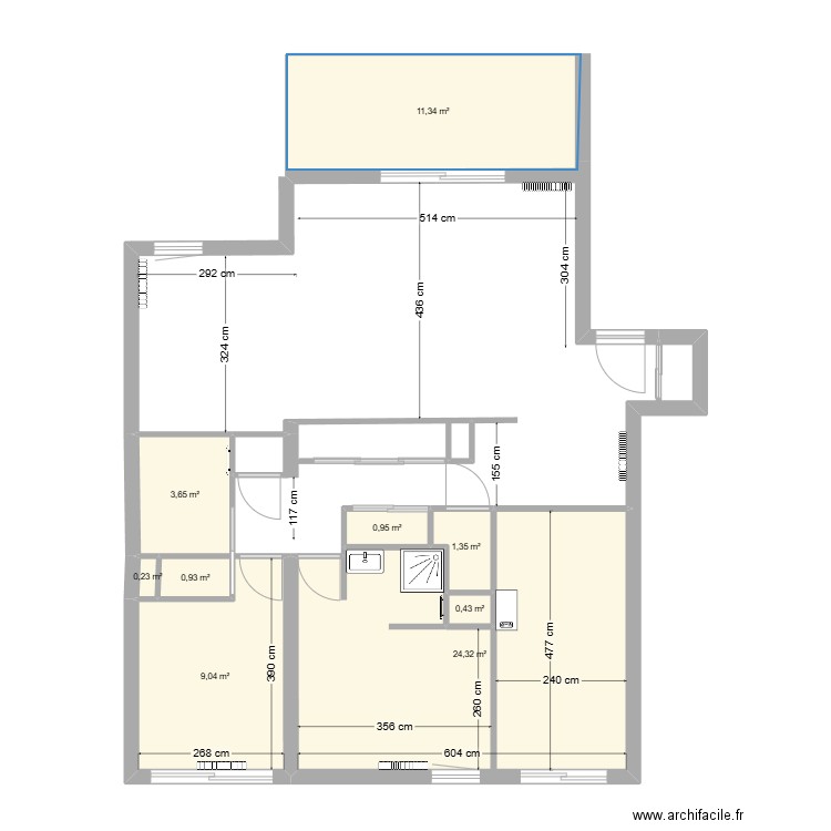 Appart Rossan T3_V1. Plan de 9 pièces et 52 m2