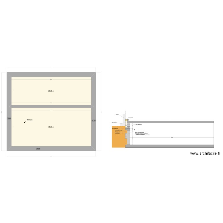 Sousbassement. Plan de 7 pièces et 160 m2