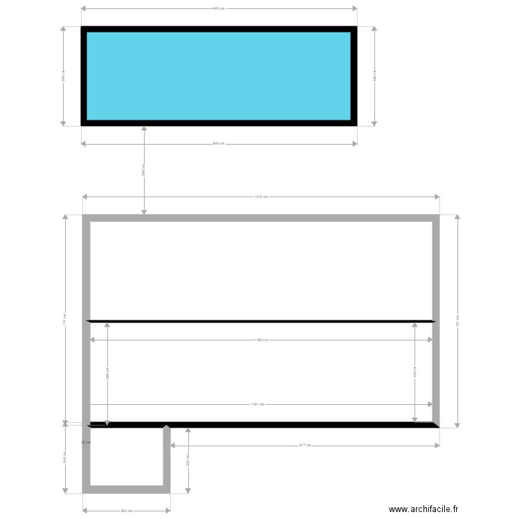 plan de masse projet piscine. Plan de 3 pièces et 71 m2