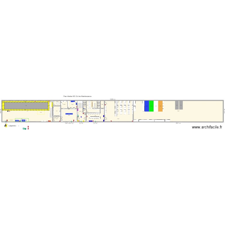 Bâtiment atelier 3. Plan de 20 pièces et 1395 m2