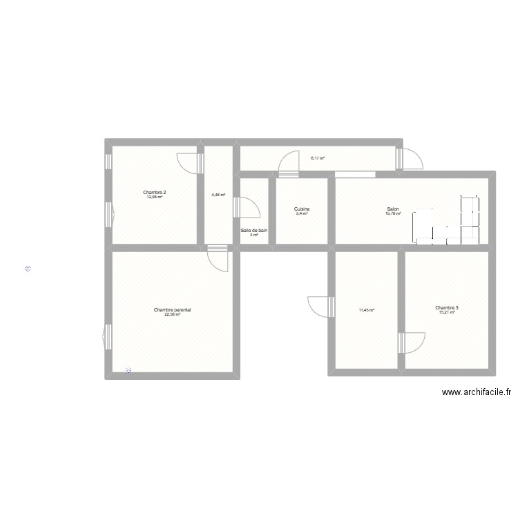 Plan appart. Plan de 9 pièces et 97 m2