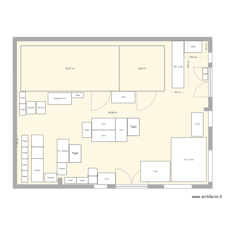 Laborplan. Plan de 5 pièces et 159 m2