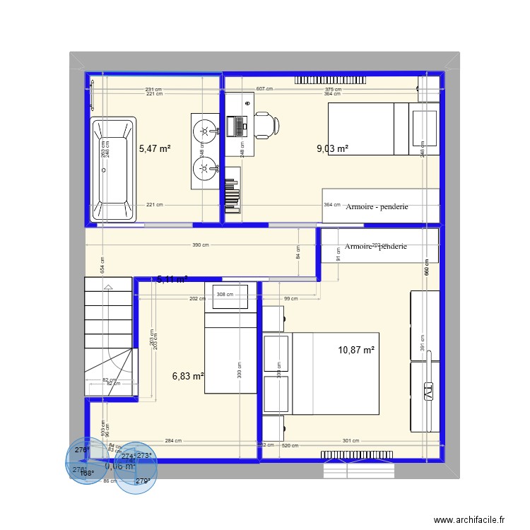 test. Plan de 6 pièces et 37 m2