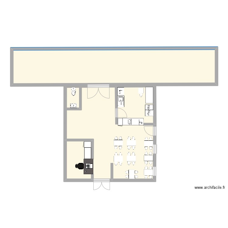 hotel. Plan de 2 pièces et 107 m2