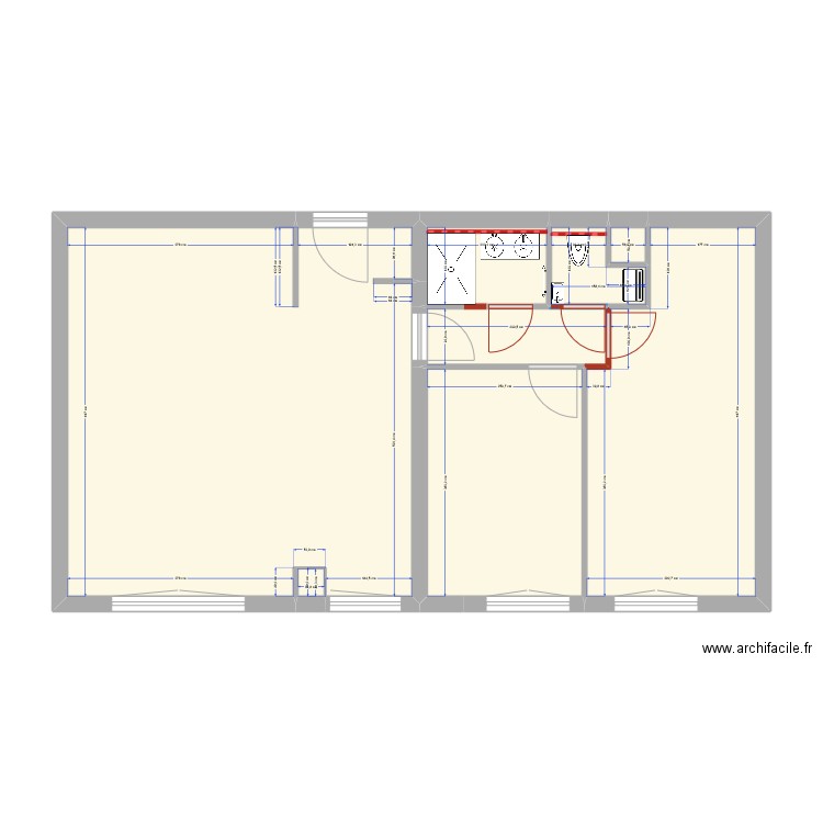 Sarah Plan 2 Portes . Plan de 8 pièces et 68 m2