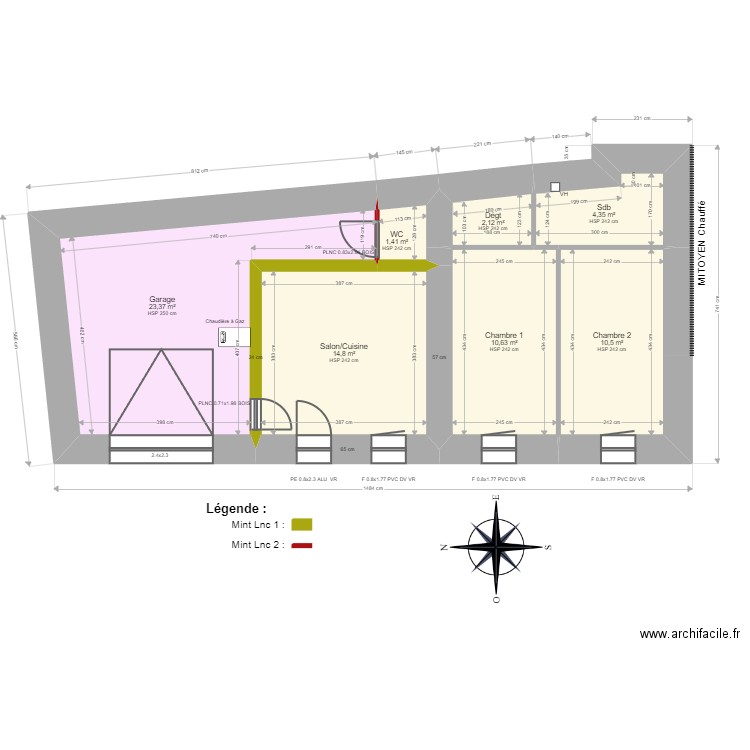 ML24010608. Plan de 7 pièces et 67 m2