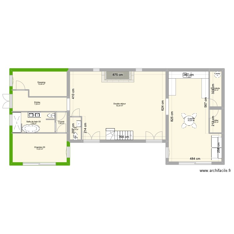 Mas Lespignan. Plan de 16 pièces et 220 m2