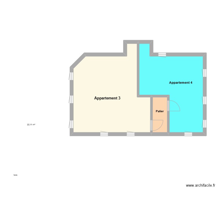 souhaila. Plan de 3 pièces et 56 m2