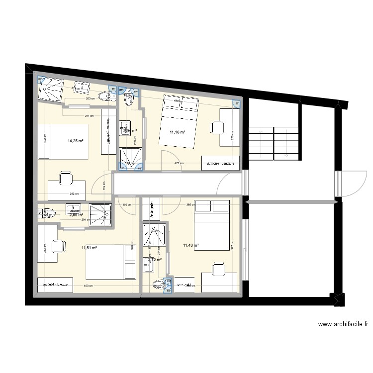 2èm G chambres/5. Plan de 7 pièces et 66 m2