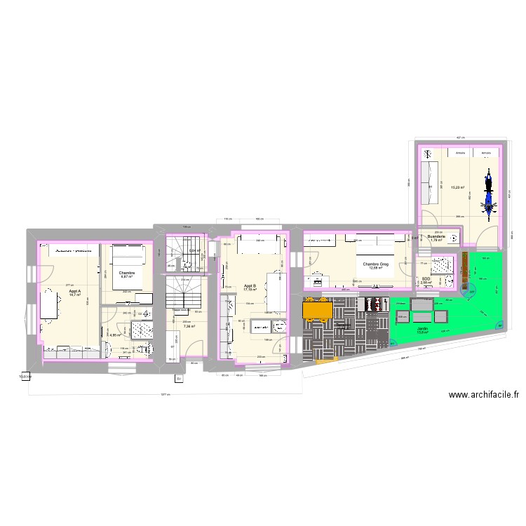 APPT A électricité. Plan de 21 pièces et 125 m2