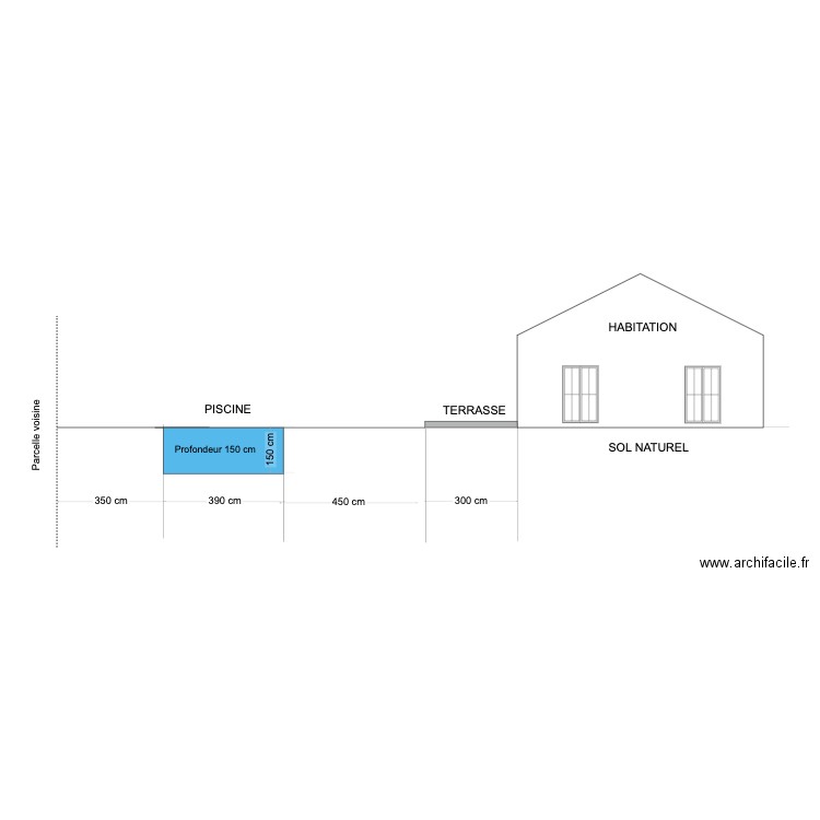 PLAN DE COUPE PISCINE. Plan de 0 pièce et 0 m2