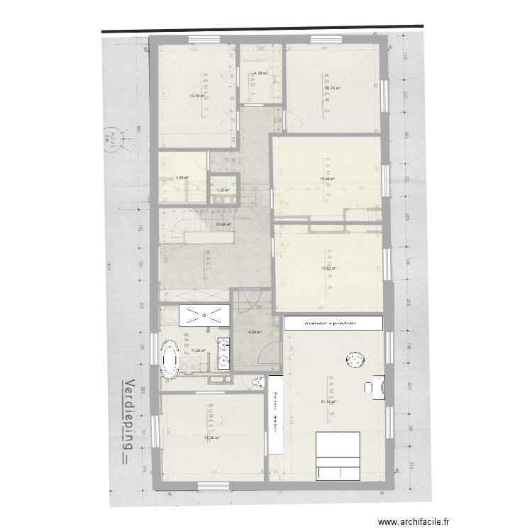 Chambre. Plan de 12 pièces et 157 m2