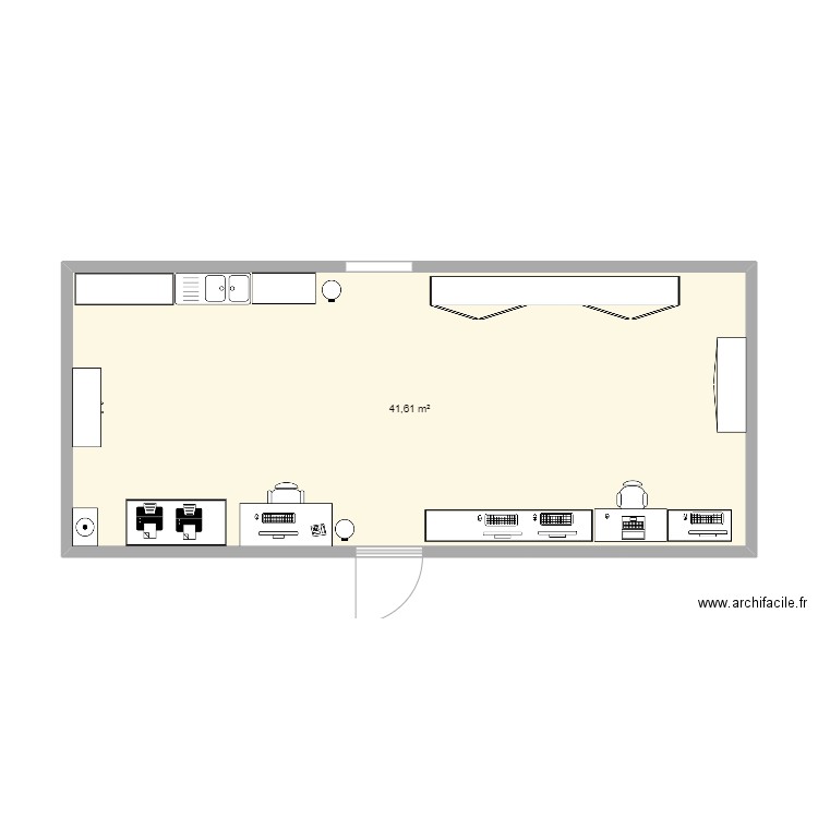 nouvelle préparation. Plan de 1 pièce et 42 m2